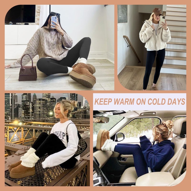 FULLSOFT 4 Pack Fleece Lined Leggings with Pockets for Women High Waisted Thermal Winter Warm Yoga Pants for Workout Running - Image 5